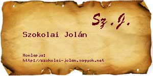 Szokolai Jolán névjegykártya